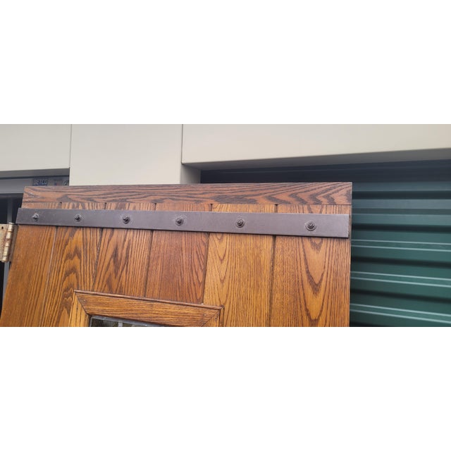 Large Vintage Gothic Arts & Crafts Style Oak Door For Sale - Image 9 of 17
