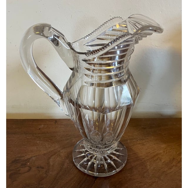 Transparent Large Antique Early 19th Century George III Anglo Irish Cut Crystal Glass Wine Ewer or Water Pitcher For Sale - Image 8 of 13