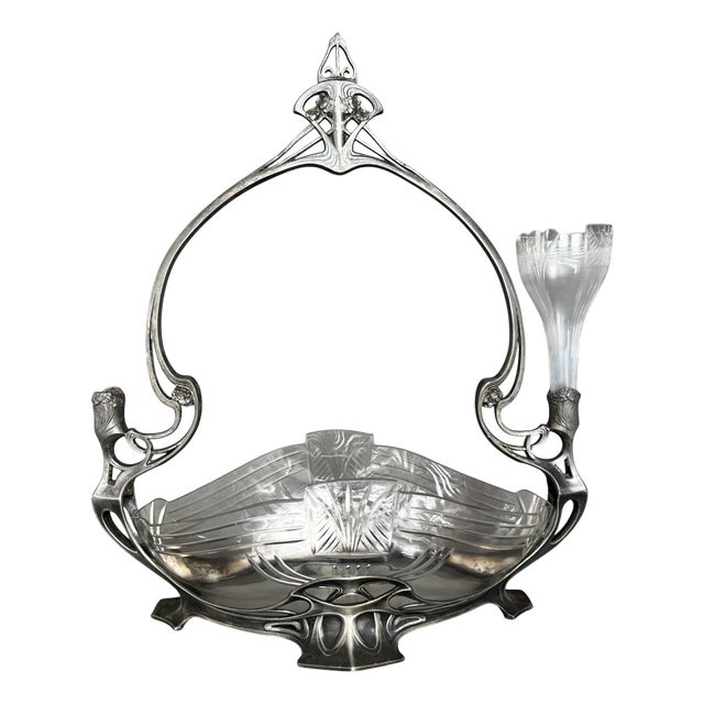 Art Nouveau Silver-Plated Metal B Centerpiece from WMF, 1890s For Sale