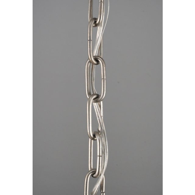 Mid 20th Century Victorian White Glass Nickel Chain Pendant Light For Sale - Image 11 of 11