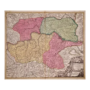 Hand-Colored 18th Century Homann Map of Austria Including Vienna & the Danube, 1728