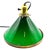1920 industrial pendant lamp features a striking large 9" cone-shaped shade in emerald green glass, finished with brass...