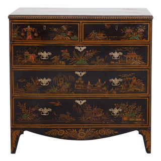 English 19th Century Chinoiserie Lacquered Commode with Five Drawers For Sale