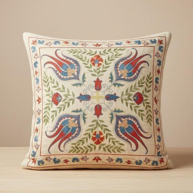 New Hand-Embroidered 100% Silk Cushion Cover – Authentic Uzbek Textile Art Elevate your home décor with this exquisite...