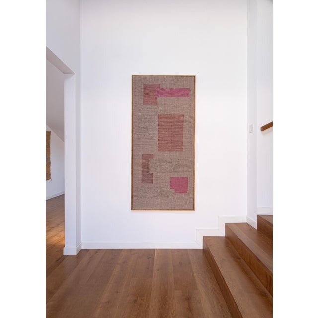 Tapestry in linen, cotton, wool, and silk, handwoven on a traditional loom in Susanna Costantini's weaving studio.