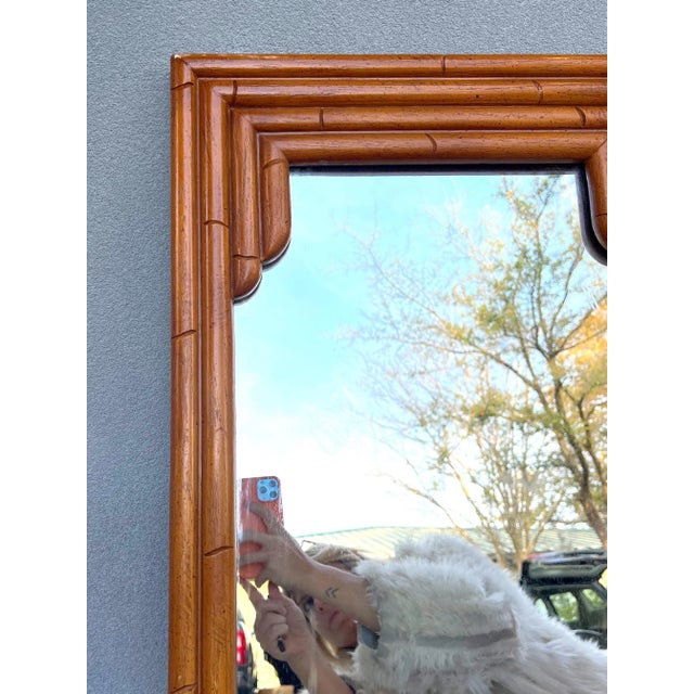 1970s Vintage Faux Bamboo Mirror in Natural Color For Sale In Charleston - Image 6 of 6