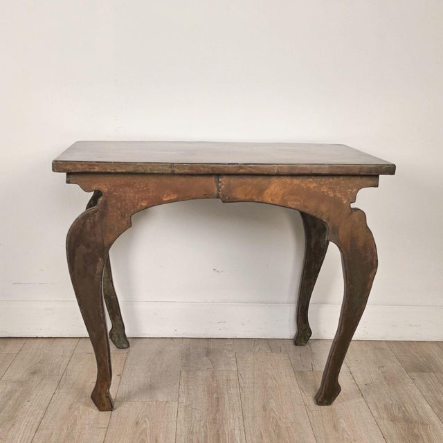 Brown John Wheatman Custom Copper Top Table With Antique Legs For Sale - Image 8 of 12