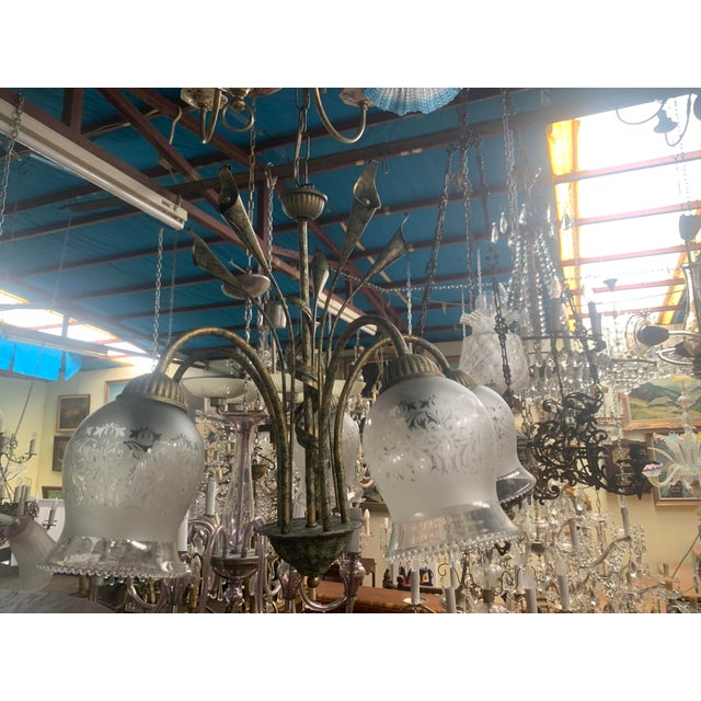 1980s Chandelier in Metal and Glass, 1980s For Sale - Image 5 of 18