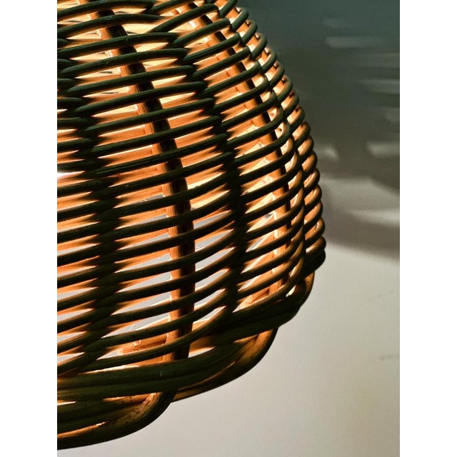 Large French Rattan Floor Lamp with Mushroom Shade For Sale - Image 6 of 15