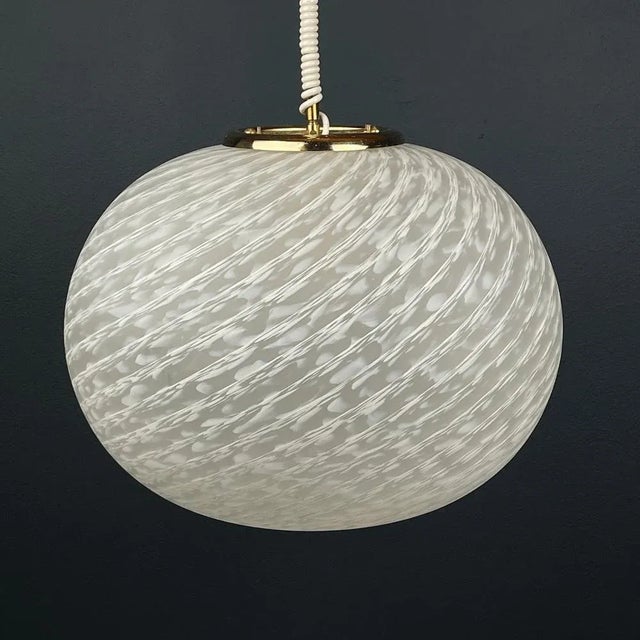 Gold Large Swirl Murano Glass Pendant Lamp from Vetri Murano, Italy, 1970s For Sale - Image 8 of 13