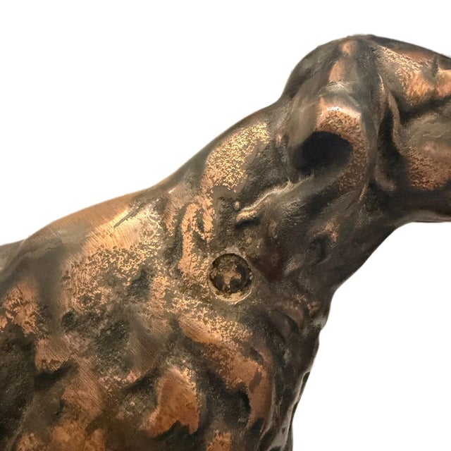 1930s Antique Cast Iron Setter/Pointer Dog Doorstop Hubley Era Hunting Dog Statue W/Bronze Patina For Sale - Image 5 of 6