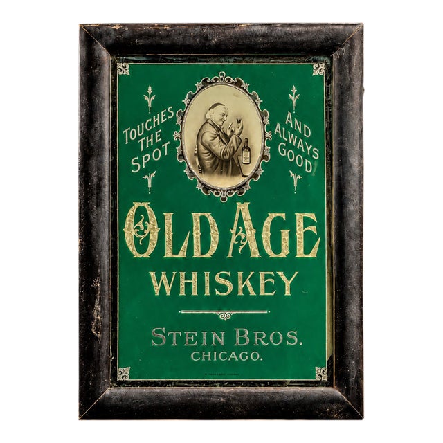 Early 20th Century Pre-Prohibition Old Age Whiskey Rog Advertising Sign For Sale