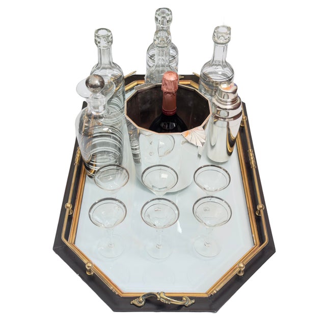 Mid 20th Century Hollywood Regency Beveled Glass Mid-Century French Tea/Bar Trolley Cart For Sale In New York - Image 6 of 6