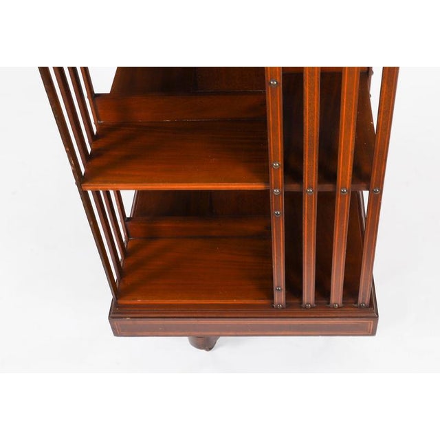 Antique Edwardian Flame Mahogany Revolving Bookcase, Early 20th Century For Sale - Image 6 of 10