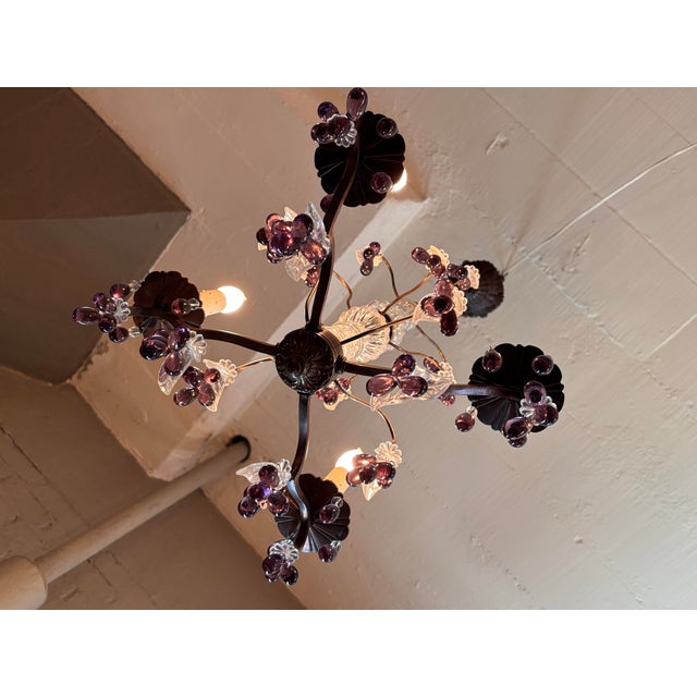Amethyst Antique Louis XV Style Four Arm Chandelier With Amethyst Color Grape Clusters For Sale - Image 8 of 12