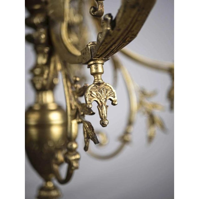 Antique Bronze Chandelier with Rams For Sale - Image 9 of 10