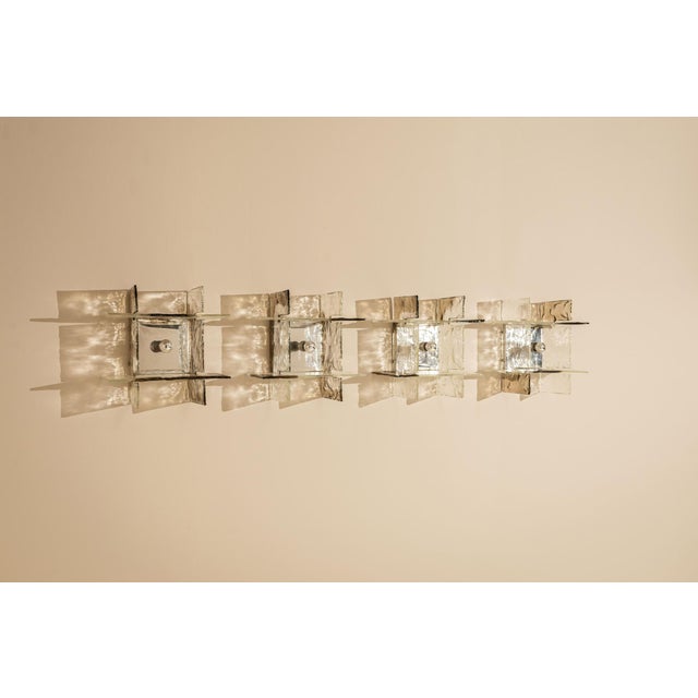 Mid-Century Modern LP 256 Wall Lamps in Crystal and Tobacco by Carlo Nason for AV Mazzega, Italy, 1970s, Set of 4 For Sale - Image 3 of 17
