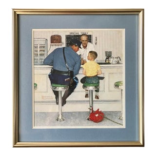 Late 20th Century Professionally Framed Print of the Famous Norman Rockwell Painting Titled "The Runaway" For Sale