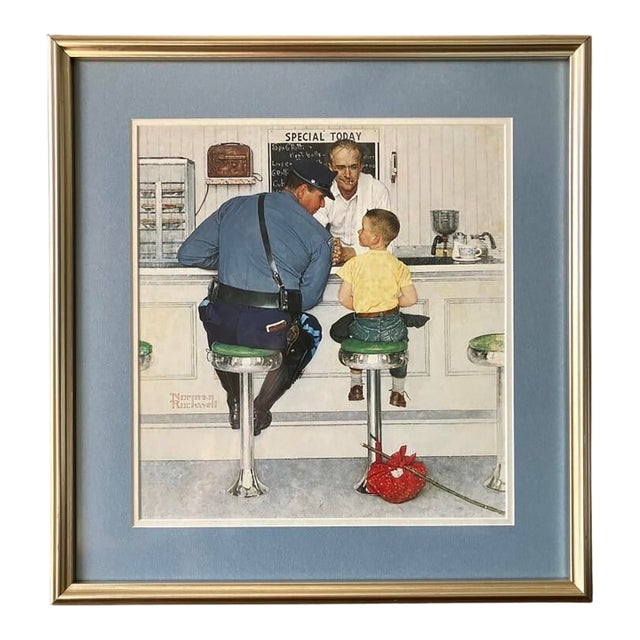 Late 20th Century Professionally Framed Print of the Famous Norman Rockwell Painting Titled "The Runaway" For Sale