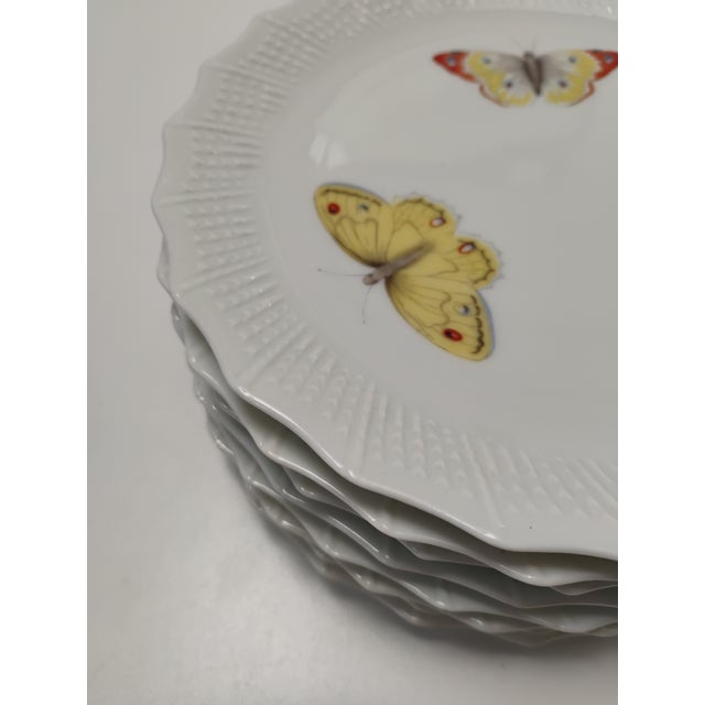 Limoges, France Mid 20th Century Chastagner Limoge Butterfly Motif Desert Plates - Set of 10 For Sale - Image 4 of 7