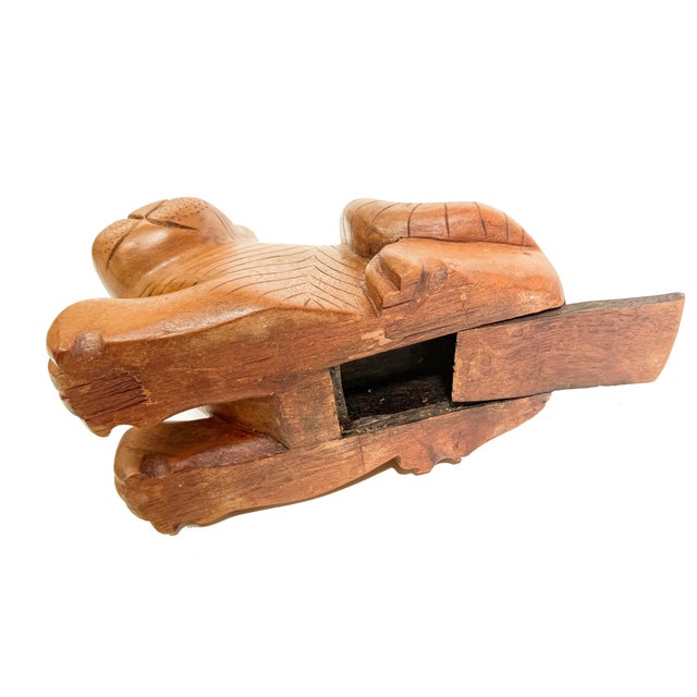 Mid-Century Modern Vintage Hand Carved Solid Wood Cat Sculpture With Hidden Secret Compartment For Sale - Image 3 of 3