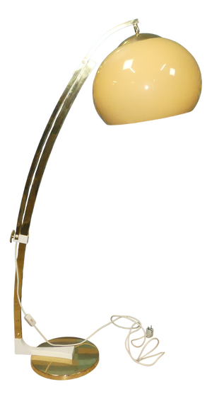Space Age Adjustable Arc Floor Lamp in Gold Chrome Plating with Acrylic Glass Shade from Sölken Leuchten, 1970s