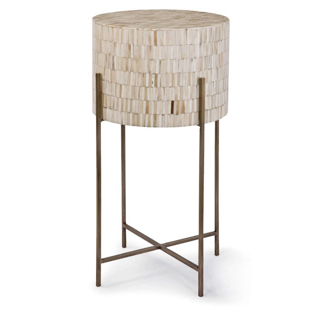2020s Regina Andrew Bone Drum Table in Antique Brass For Sale - Image 5 of 5