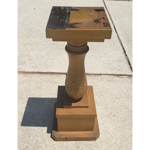 Gold Late Victorian Giltwood Column Pedestal / Plant Stand For Sale - Image 8 of 10