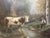 Green 19th Century French Pastoral Oil Painting of Cow and Boy in Giltwood Frame For Sale - Image 8 of 11
