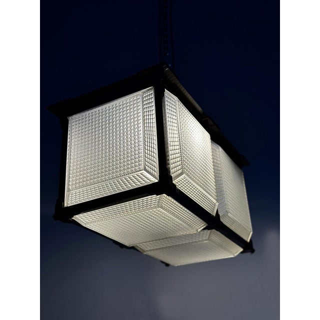 Antique Industrial Hedralite Ceiling Light from Holophane, 1920s For Sale - Image 3 of 18
