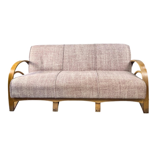 American Designer Oak Frame Fabric Sofa For Sale