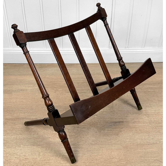Vintage Traditional English Mahogany Magazine Rack For Sale - Image 4 of 8