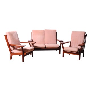 Teak GE320/GE330 Lounge Set by Hans J. Wegner for Getama, Denmark, 1950s, Set of 3 For Sale