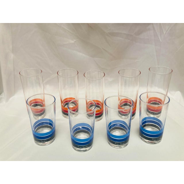 Vintage Pierre Cardin Glass Tumblers- Set of 9 For Sale - Image 6 of 6