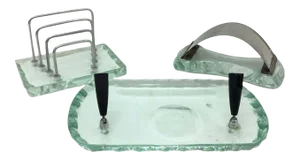 1950s Italian Mid-Century Modern Fontana Arte Style Desk Accessories - Set of 3