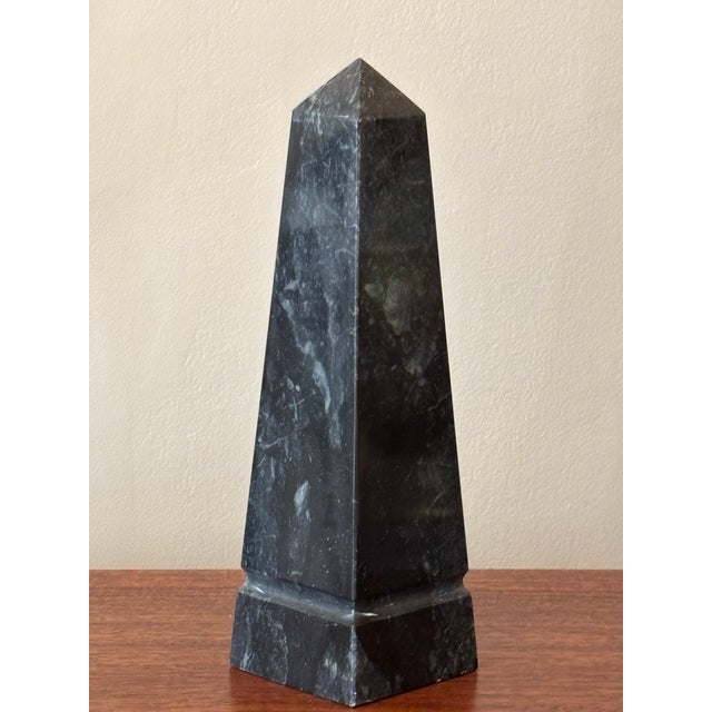 Black 10" Neoclassical Style Black Marble Obelisk For Sale - Image 8 of 17