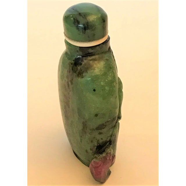 Chinese Vintage Ruby in Zoisite Bottle With Liu Hai and the Three Legged Toad For Sale - Image 3 of 12