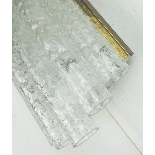 1970s Mid-Century Wall Sconce with 5 Ice Glass Tubes from Doria Leuchten, Germany, 1960s For Sale - Image 5 of 13