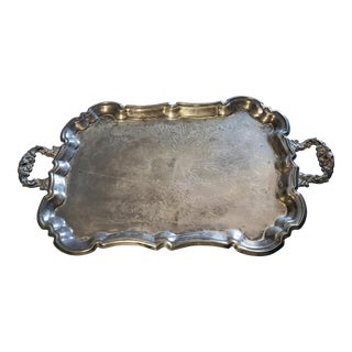 Vintage Leonard Silver Co. Style England Silverplate Footed English Tray For Sale