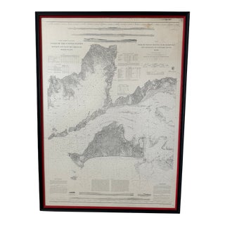 Map of Martha's Vineyard, Nantucket and Block Island Antique Coast Survey Framed For Sale