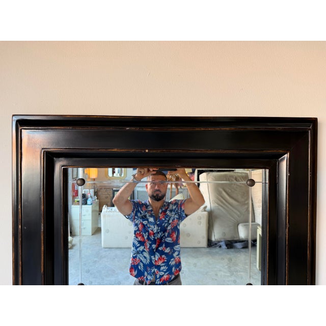 1990s Baker for Milling Road Ebonized Wood Framed Wall Mirror For Sale - Image 5 of 12