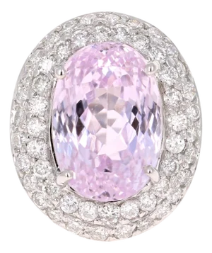 11.89 Carat Kunzite Diamond 14 Karat White Gold Ring, Size 7