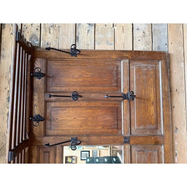 Wood Large Early 20th Century Oak Wall Mounted Coat Rack For Sale - Image 7 of 11