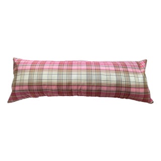 Plaid Pink & Cream Pillow Cover For Sale