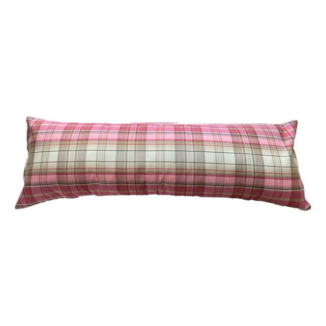 Plaid Pink & Cream Pillow Cover For Sale