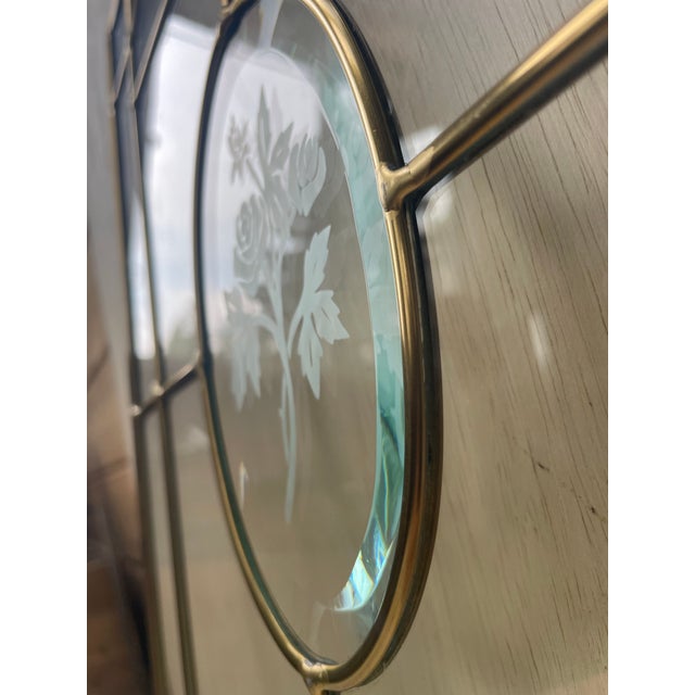 Vintage Etched Glass Window Panels, Pair For Sale - Image 6 of 10