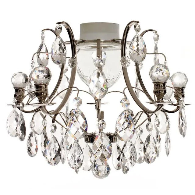Nickel Bathroom Chandelier With Almond Crystals and Orbs For Sale - Image 10 of 10