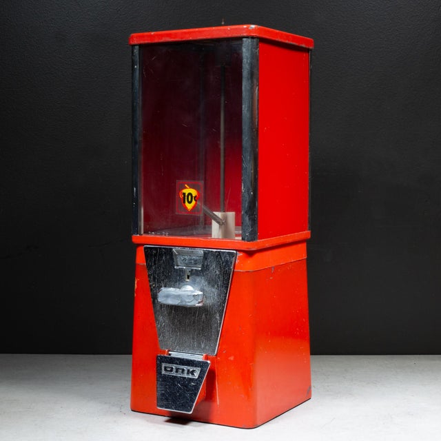 Mid-Century Modern Vintage Oak Brand Gumball Vending Machine c.1950 For Sale - Image 3 of 8