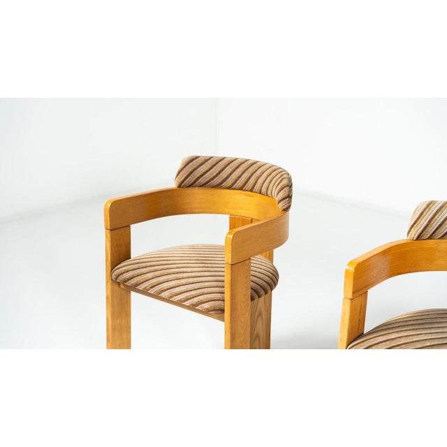 1970s Armchairs in Wood and Fabric, Italy, 1970s, Set of 4 For Sale - Image 5 of 17