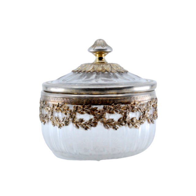 Compote in Cut Glass with Cut Silver Structure and Lid Knob For Sale - Image 11 of 11